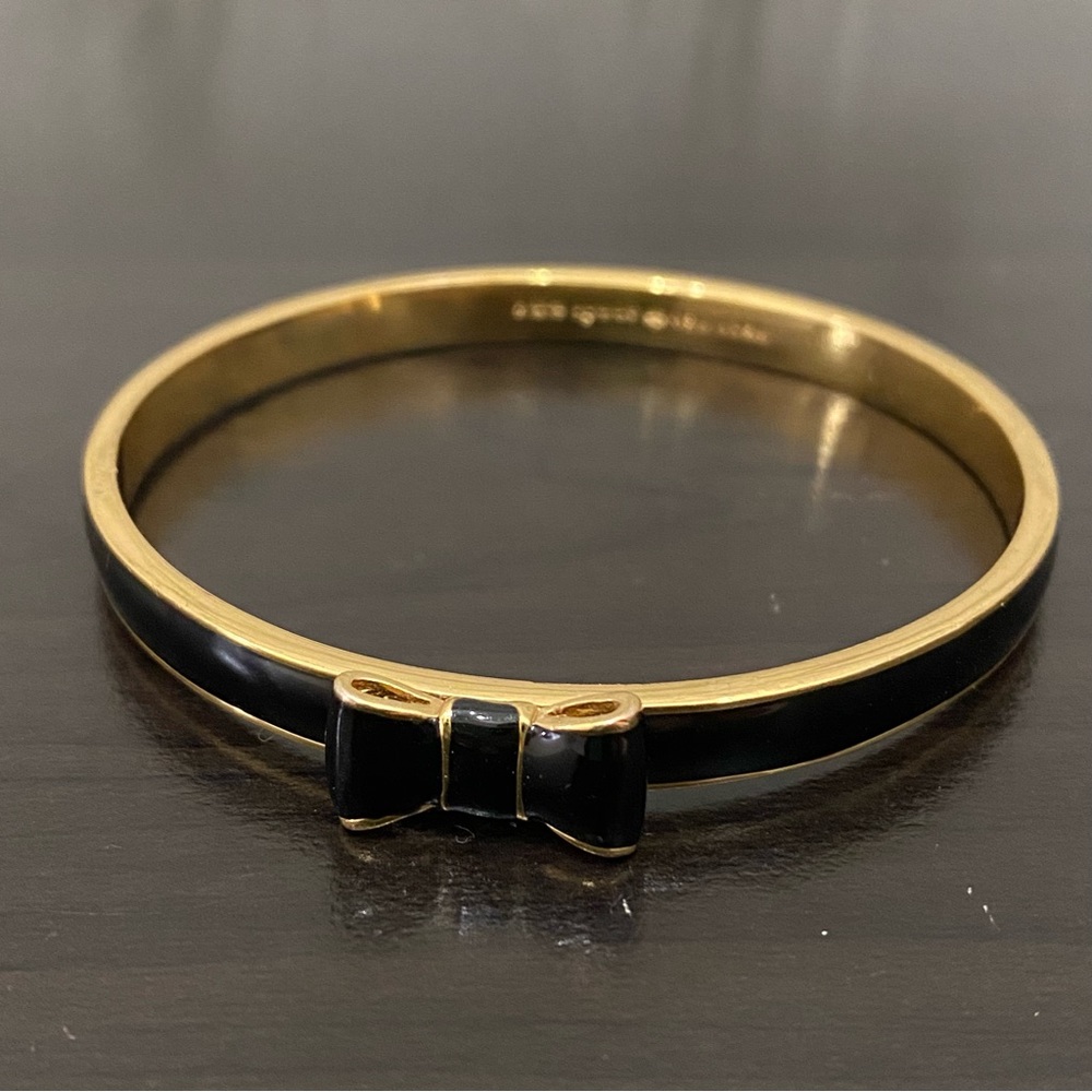 KATE SPADE Black Take A Bow Enamel Layering Stackable Bangle Bracelet - Picture 14 of 16